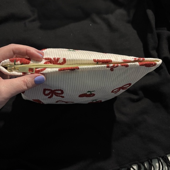 White and Red Makeup Organizer with Cherry Print - Picture 2 of 3